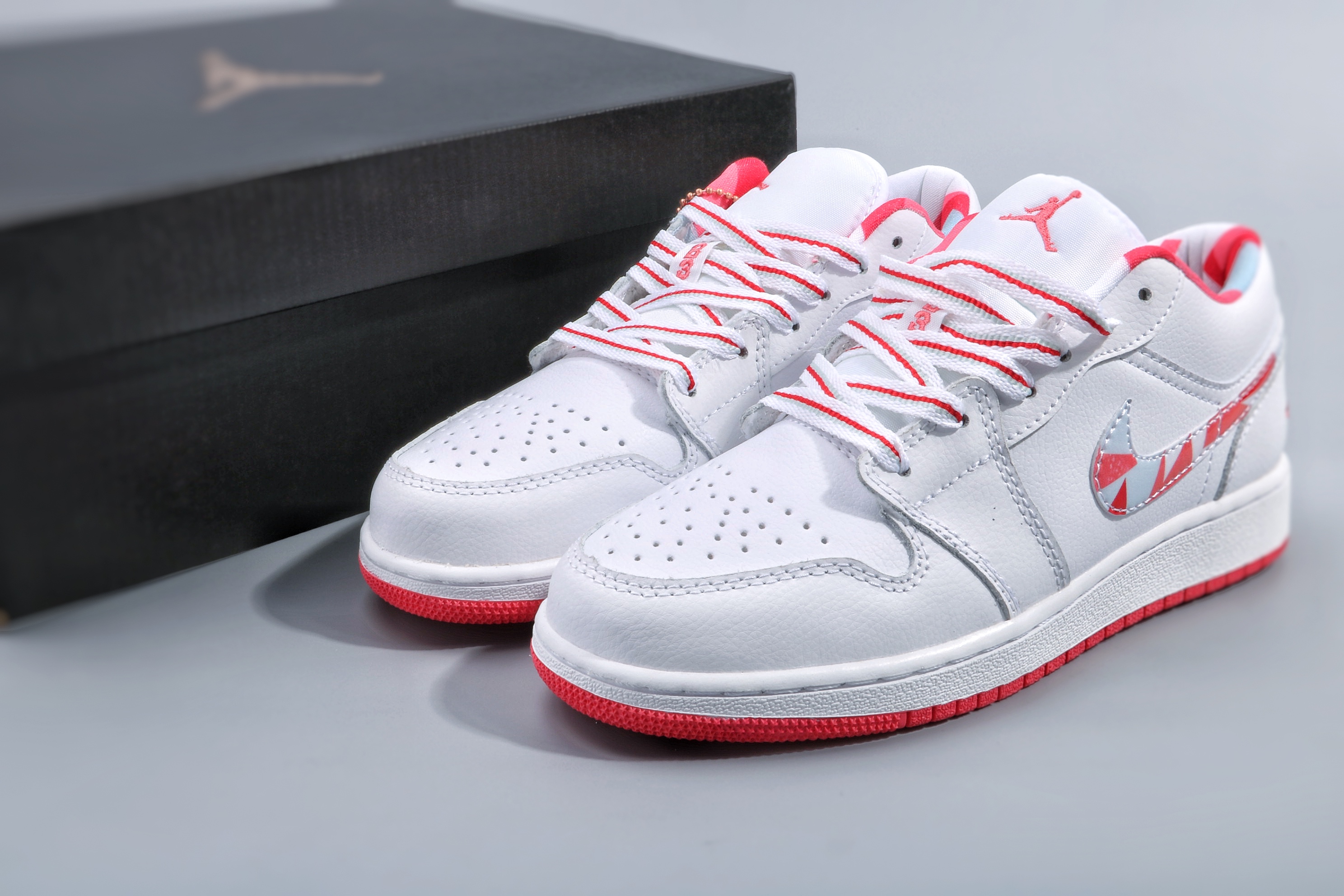 Women Air Jordan 1 Low White Peach Red Shoes - Click Image to Close